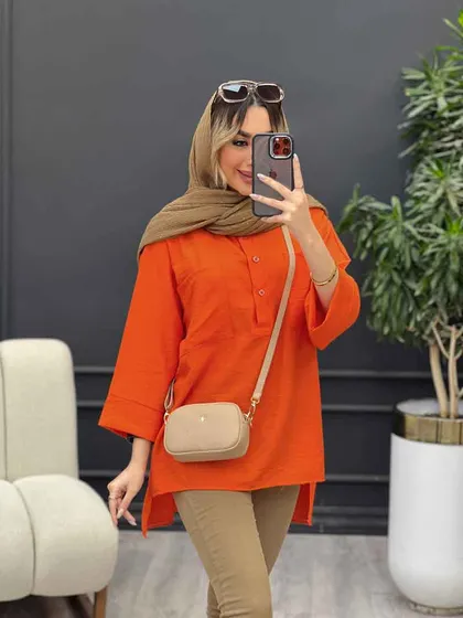 مانتو یقه سه دکمه جلو بسته