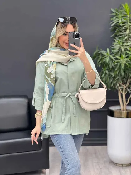 مانتو لینن دکمه مخفی دو جیب