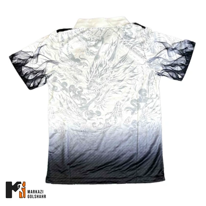 کیت فوتبالی رئال مادرید یقه دار دراگون سفید فیروزه‌ای