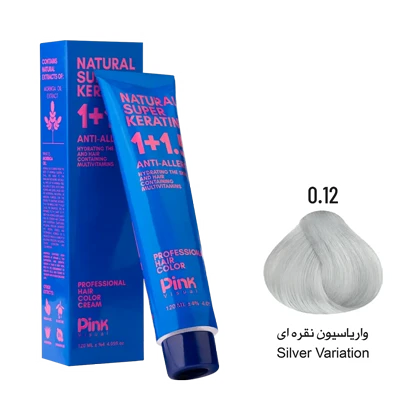 رنگ مو پینک ویژوآل شماره 0.12 رنگ واریاسیون نقره ای حجم 120 میلی لیتر