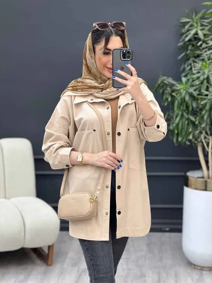 مانتو لینن دو جیب پایین هلال آلا