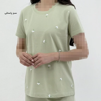 تیشرت زنانه نخ و پنبه طرح گل | آی بولک