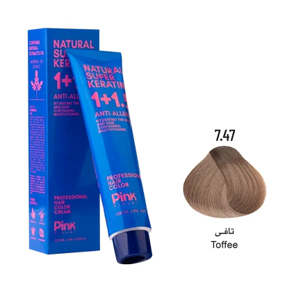 رنگ مو پینک ویژوآل شماره 7.47 رنگ تافی حجم 120 میلی لیتر