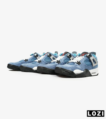 کفش کتانی ساق‌دار مردانه آبی سفید Nike air jordan 4