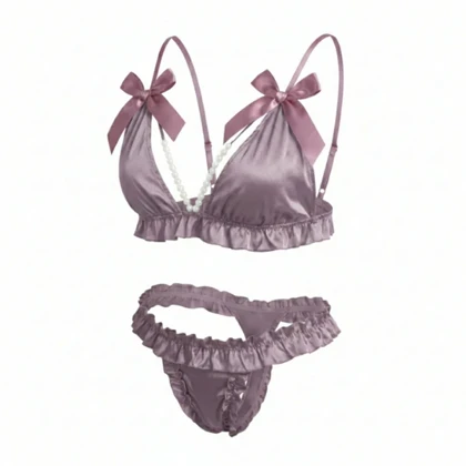 ست شورت و سوتین ساتن مرواریدی پوست پیازی فلور 2017