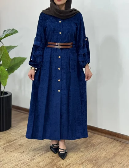 پیراهن مانتویی پاییزه سیما به همراه کمربند (پیش فروش)