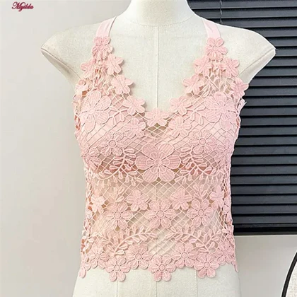 تاپ زنانه ماییلدا مدل گل‌گلی گیپوری کد 5474-1837