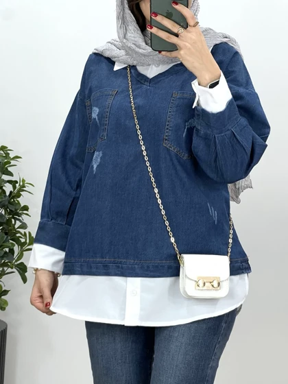 تونیک مانتویی جین دینا 3