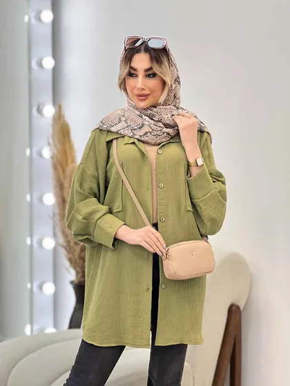 مانتو طرح چروک دو جیب