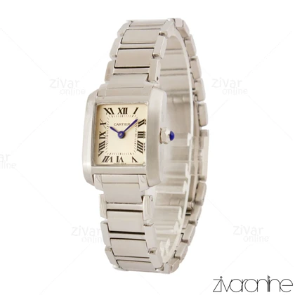 ساعت کارتیه زنانه مدل Tank سیلور عقربه آبی سایز کوچک 105442