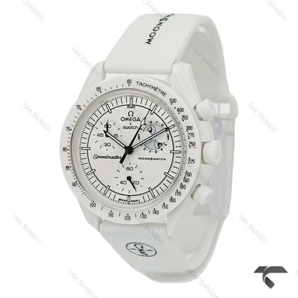 ساعت امگا سواچ ماموریت به ماه بند رابر جدید سفید Swatch-10607-U