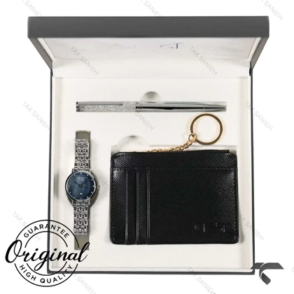 ساعت کادویی زنانه کرست مدل 9034-1 استیل صفحه سرمه ای Crest-11227-L