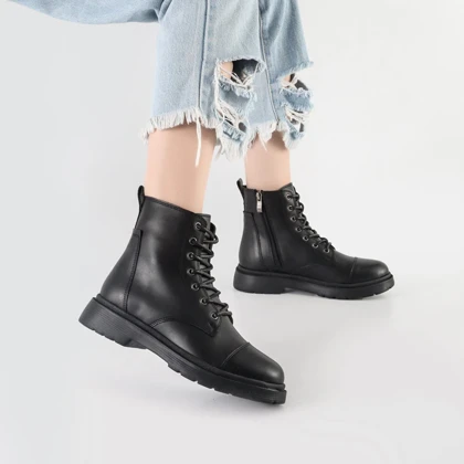 بوت و نیم بوت زنانه و دخترانه مدل بندی بغل کش رنگ مشکی کد A551