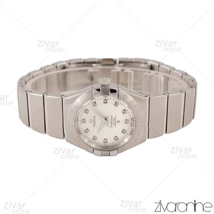 ساعت امگا کانسلیشن زنانه تمام نقره ای نگین‌دار 106839