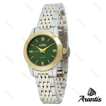 ساعت الکسا A0099 زنانه سیلور طلایی صفحه سبز w-10098