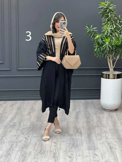 مانتو بلند طرح دار ترکیبی