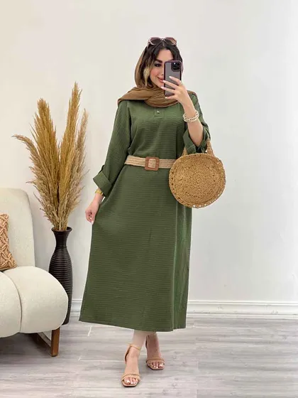 پیراهن بلند دو دکمه آستین پاگن