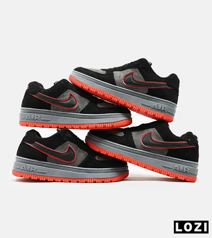 کفش کتانی مردانه و زنانه طوسی مشکی قرمز نایک NIKE AIR FORCE مدل 4192