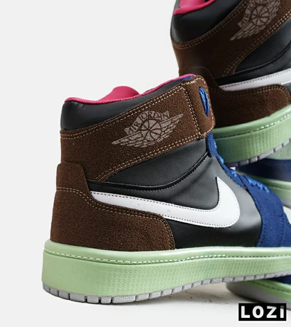 کفش کتانی مردانه و زنانه ساق‌دار مشکی آبی قهوه ای NIKE jordan 1
