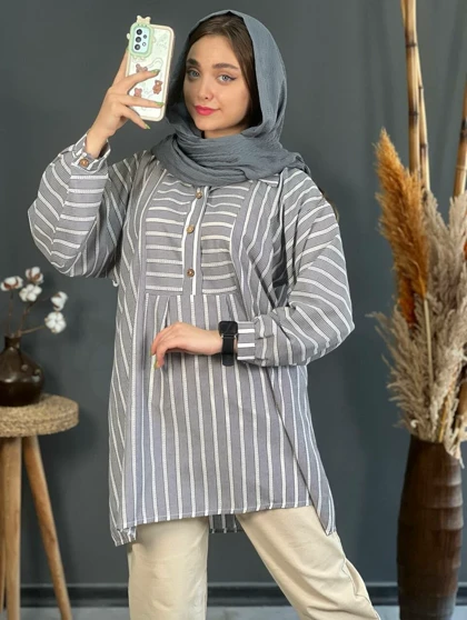 تونیک لینن نخ راه راه کد 1140