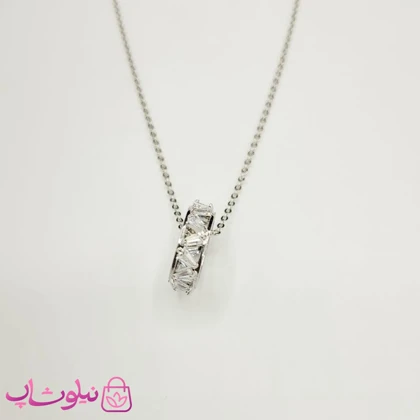 گردنبند زنانه برند CM مدل رینگ حلقه‌ای رنگ نقره ای کد 270