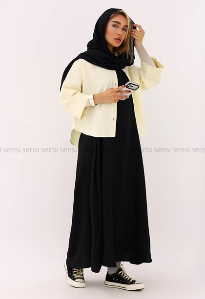 سارافون زنانه پشت‌باز دوبند کد1006273