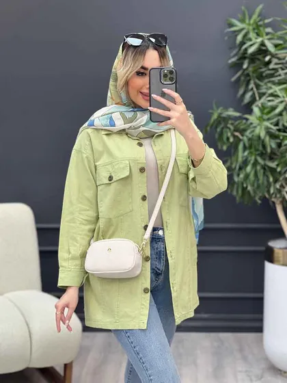 مانتو لینن چهار جیب برش‌دار