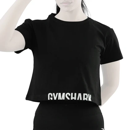 کراپ آستین کوتاه ورزشی زنانه جیم شارک مدل PB-4L1188 مشکی