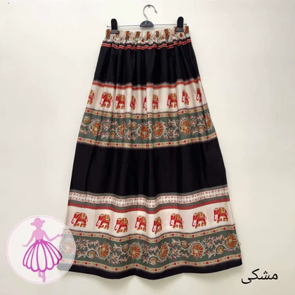 دامن نخی بلند طرح هندو در رنگبندی متنوع