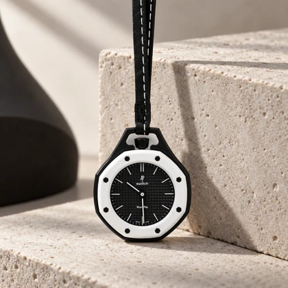 ساعت رویال پاپ OCHO NEGRO سفید مشکی Swatch-10716-U
