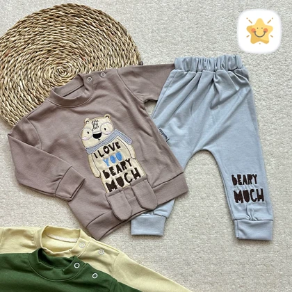 بلوز شلوار نوزادی مدل خرس عینکی کد 0323