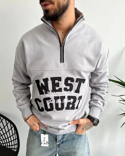 دورس نیم زیپ WEST رنگ طوسی