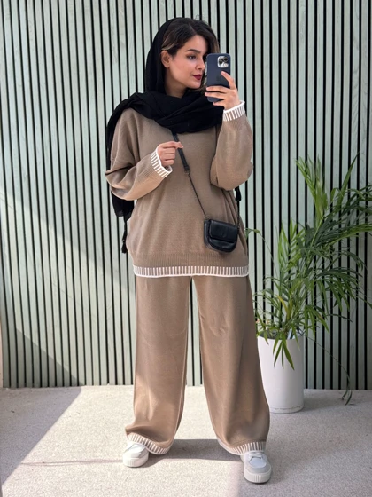 ست بافت مانتو شلوار