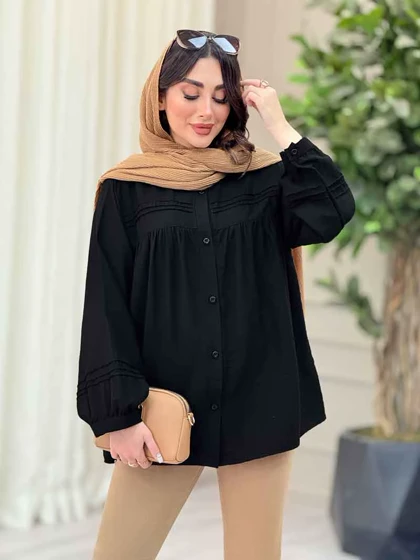 شومیز جلو چین دوخت دار