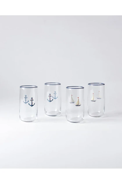 لیوان 4 تکه Madame Coco مدل Musette-Nautical Life - چندرنگ