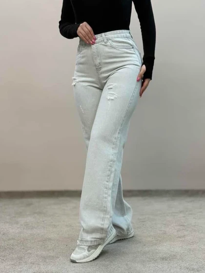 شلوار جین نیمبگ طوسی 5658