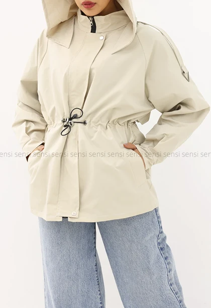 بارانی کتان tc کلاه دار کد1004944