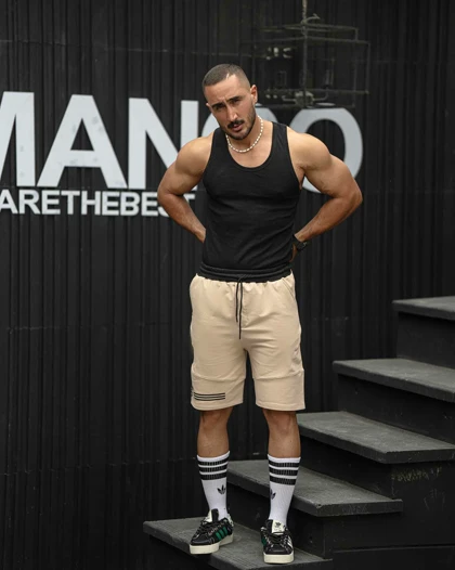 شلوارک بگ ورزشی ADIDAS نخودی