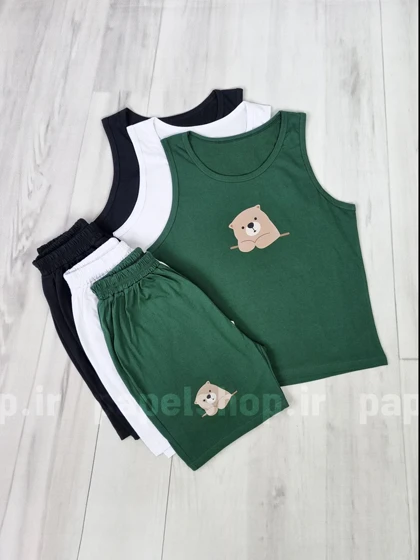 ست لباس راحتی تاپ و شورتک طرح خرس