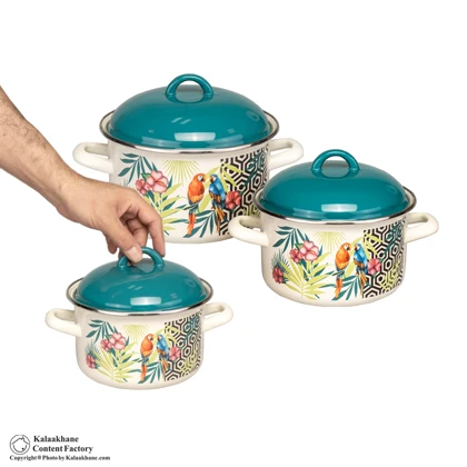 ست سه تکه قابلمه لعاب ترک طوطی کد 8959