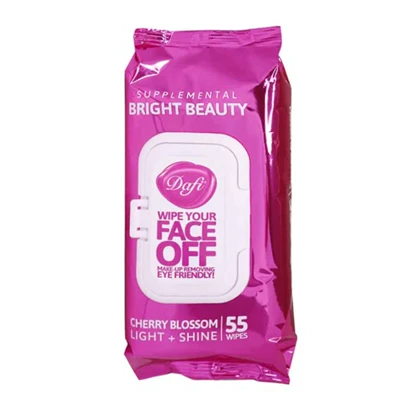 دستمال مرطوب پاک کننده آرایش برایت بیوتی دافی 55 عددی