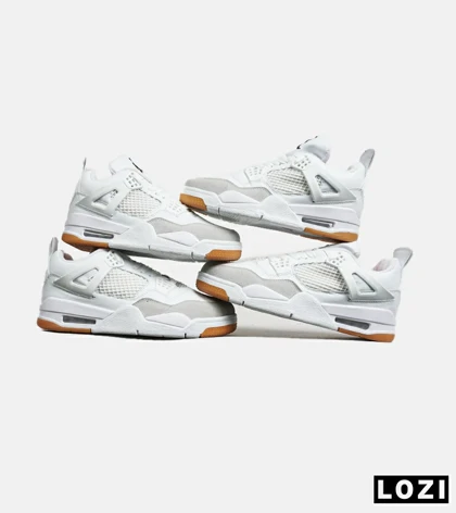کتانی ساق‌دار زنانه و مردانه سفید Nike air jordan 4 مدل 6597