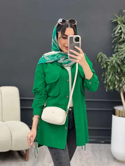 مانتو لینن جیب پیله بند دار
