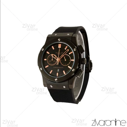 ساعت هابلوت مردانه کلاسیک فیوژن سه موتوره تمام مشکی عقربه رزگلد 104409