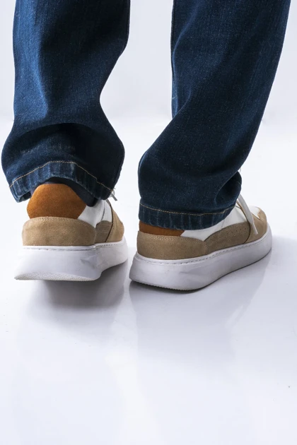 کفش چرم و اشبالت طبیعی دو رنگ مردانه