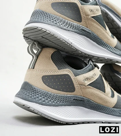 کفش کتانی طبی زنانه و مردانه طوسی کرم SKECHERS archfit v02