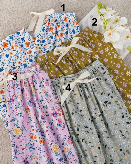 شلوار راحتی نخی گلریز کد 29289