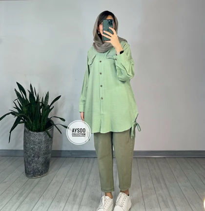 مانتو دکمه دار رامک