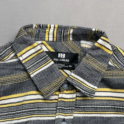 پیراهن مردانه پاییزه راه راه طوسی Grey line