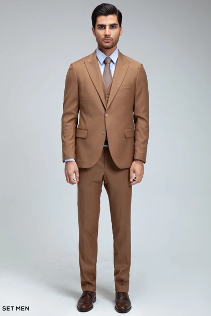 کت و شلوار مردانه سه تکه یقه بلیزر دو دکمه دو چاک